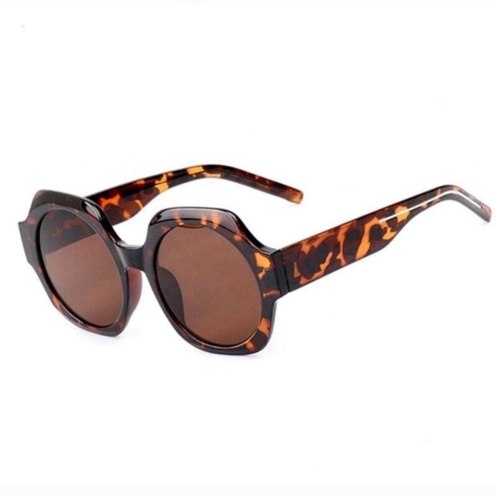 Trendy Big Chunky Oversized Brown Tortoise Jackie Hexagon Womens Sunglas…